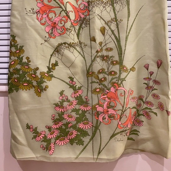 Vintage 60's Alfred Shaeen Hawaiian Lime Floral Kaftan Maxi Dress - Picture 7 of 12